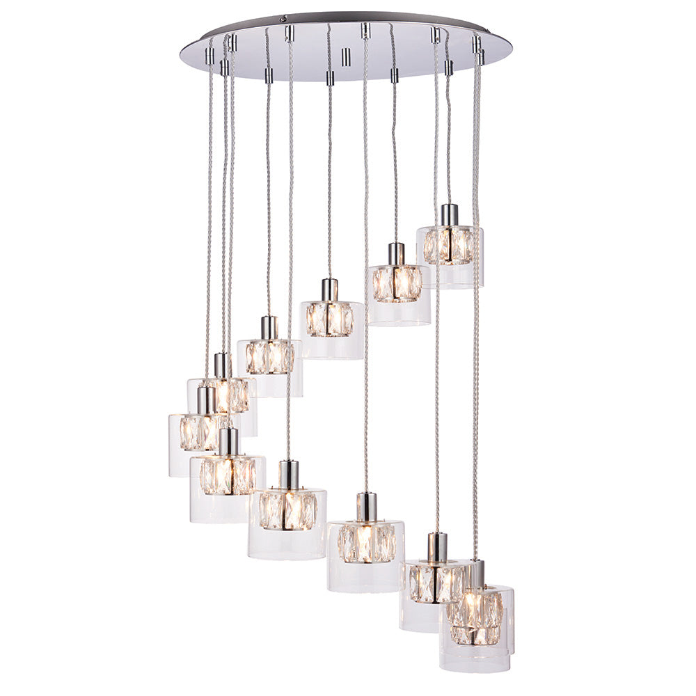 Endon Verina 12 Light Pendant  - Chrome Plate & Clear Glass