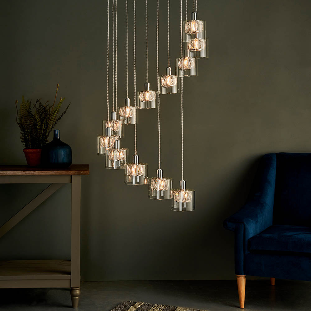 Endon Verina 12 Light Pendant  - Chrome Plate & Clear Glass