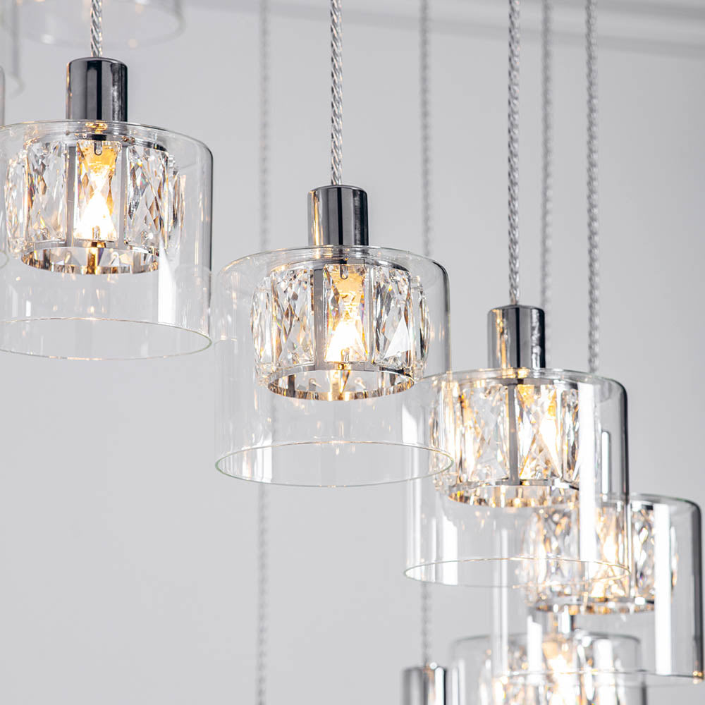 Endon Verina 12 Light Pendant  - Chrome Plate & Clear Glass