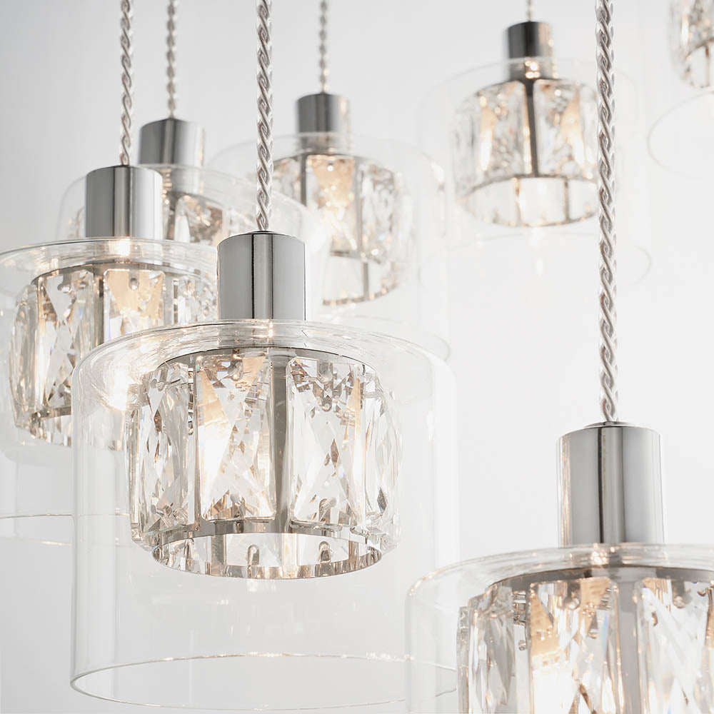 Endon Verina 12 Light Pendant  - Chrome Plate & Clear Glass