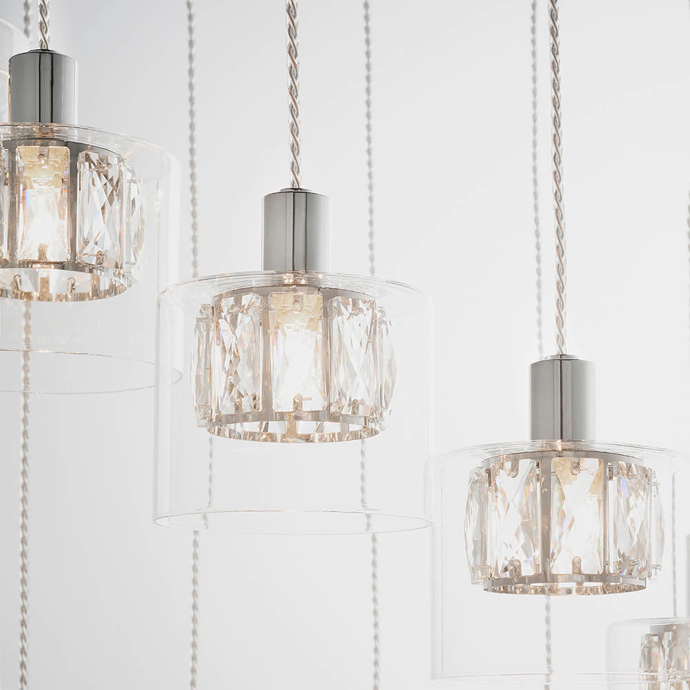 Endon Verina 12 Light Pendant  - Chrome Plate & Clear Glass