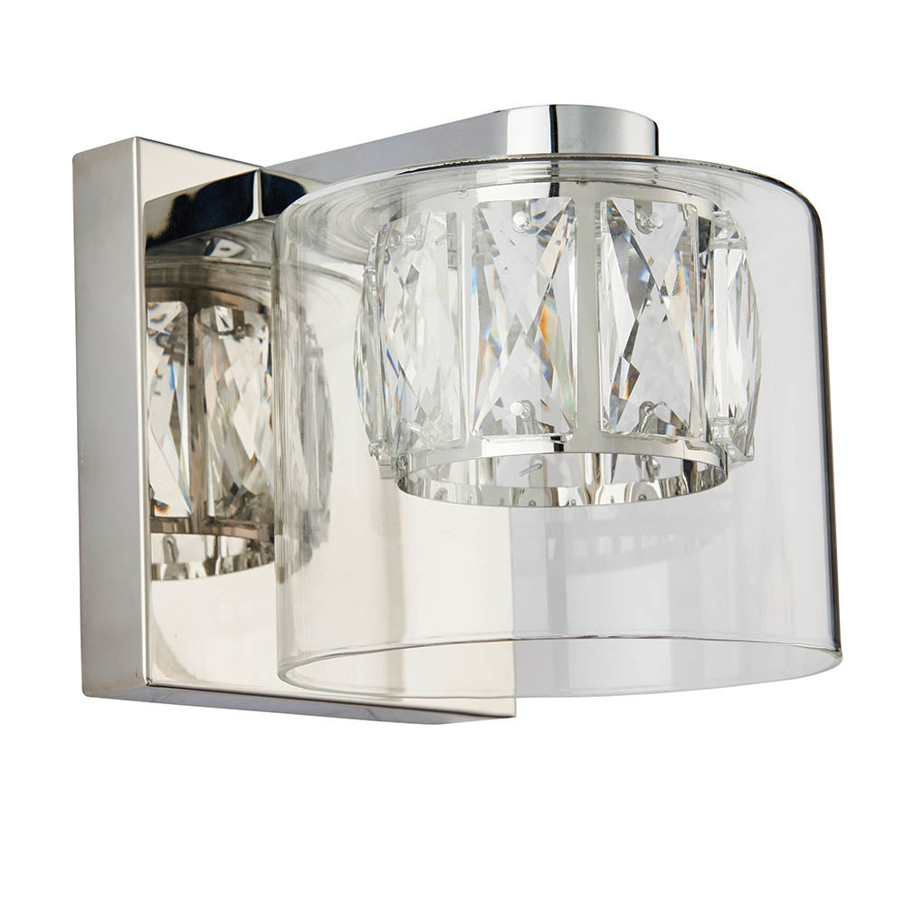 Endon Verina Single Light Wall Light  - Chrome Plate & Clear Glass