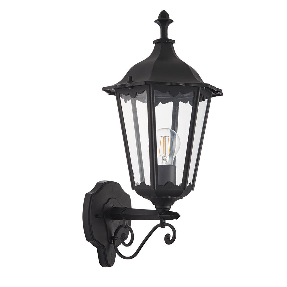 Endon Burford Single Light Wall Light  - Matt Black & Clear Glass