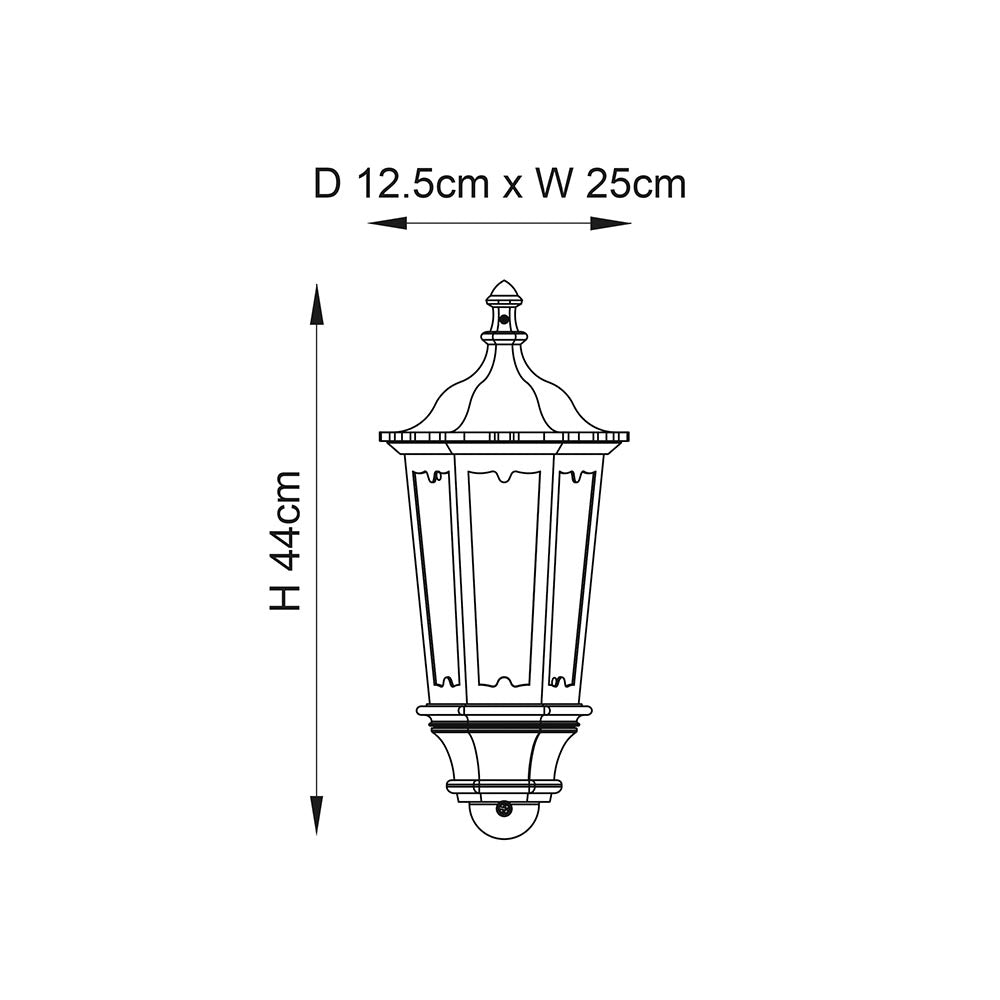 Endon Burford Single Light Wall Half Lantern  - Matt Black & Clear Glass