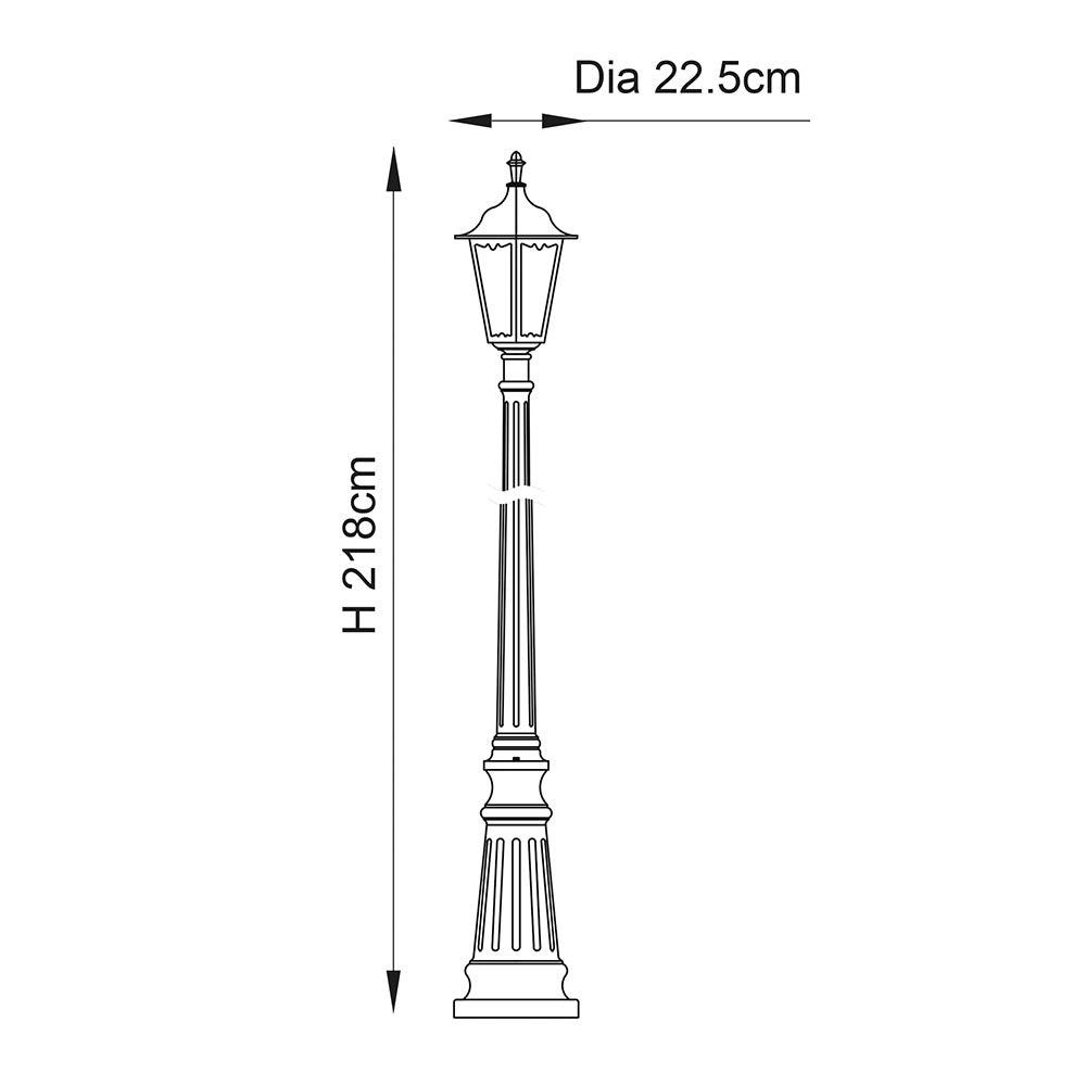 Endon Burford Single Light Lamp Post - Matt Black & Clear Glass