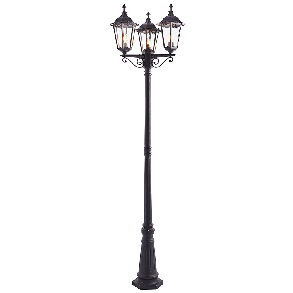 Endon Burford 3 Light Floor Lamp  - Matt Black & Clear Glass