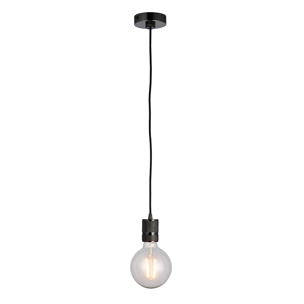 Endon Urban Single Light Pendant - Black Chrome Plate