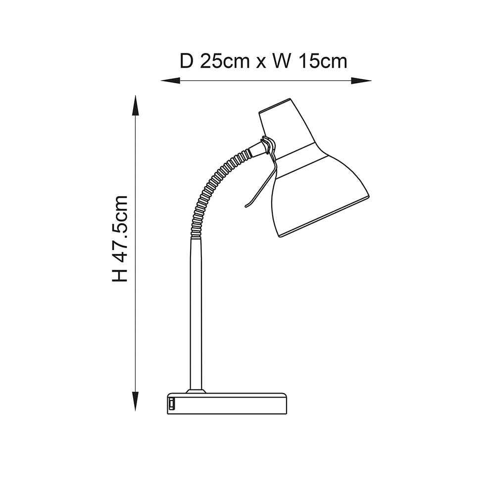 Endon Amalfi Single Light USB Table Lamp - Satin Nickel Plate & Gloss White