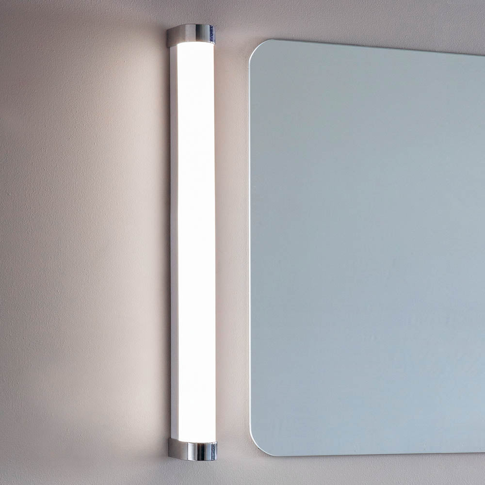 Endon Moda Single Light Wall Light - White Ribbed & Chrome Effect Plastic