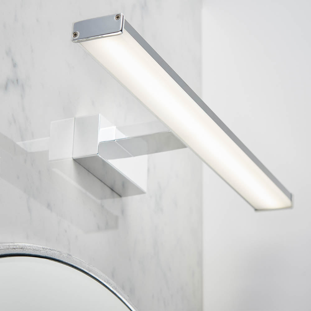 Endon Axis Single Light Wall Light - Chrome Effect & Frosted Plastic