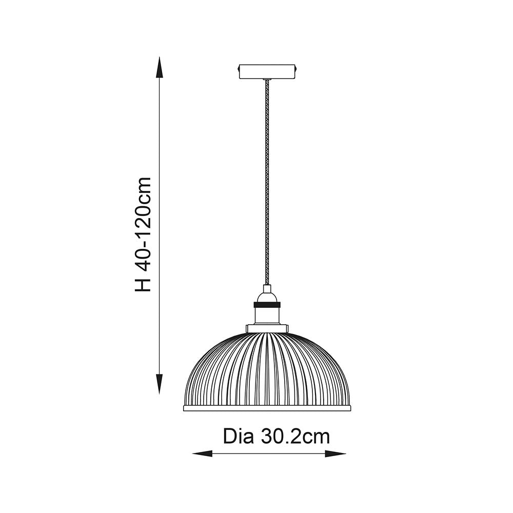 Endon Hansen Single Light Pendant - Bright Nickel Plate & Clear Ribbed Glass