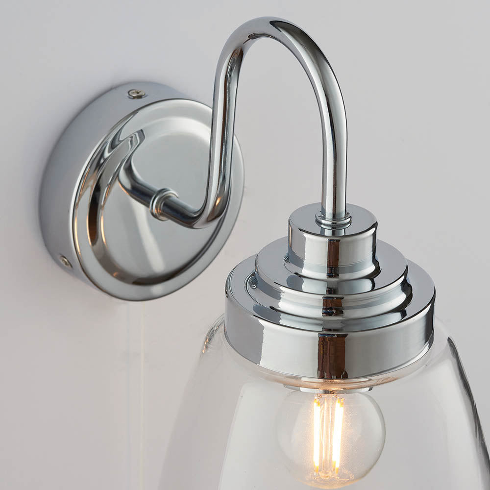 Endon Ashbury Single Light Wall Light - Clear Glass & Chrome Plate