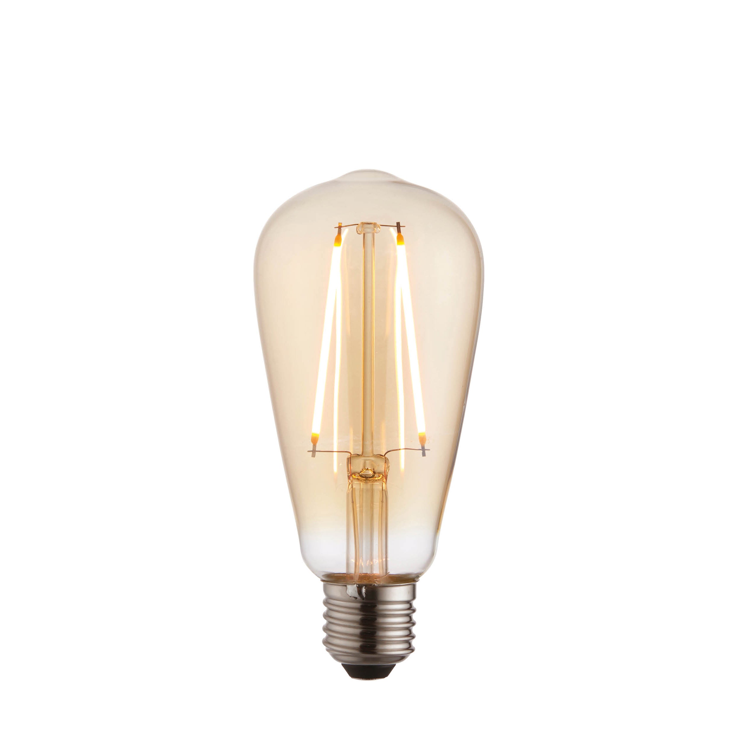 Endon E27 LED 2W Pear Shaped Bulb - 2000K - Non-Dimmable - Amber Glass