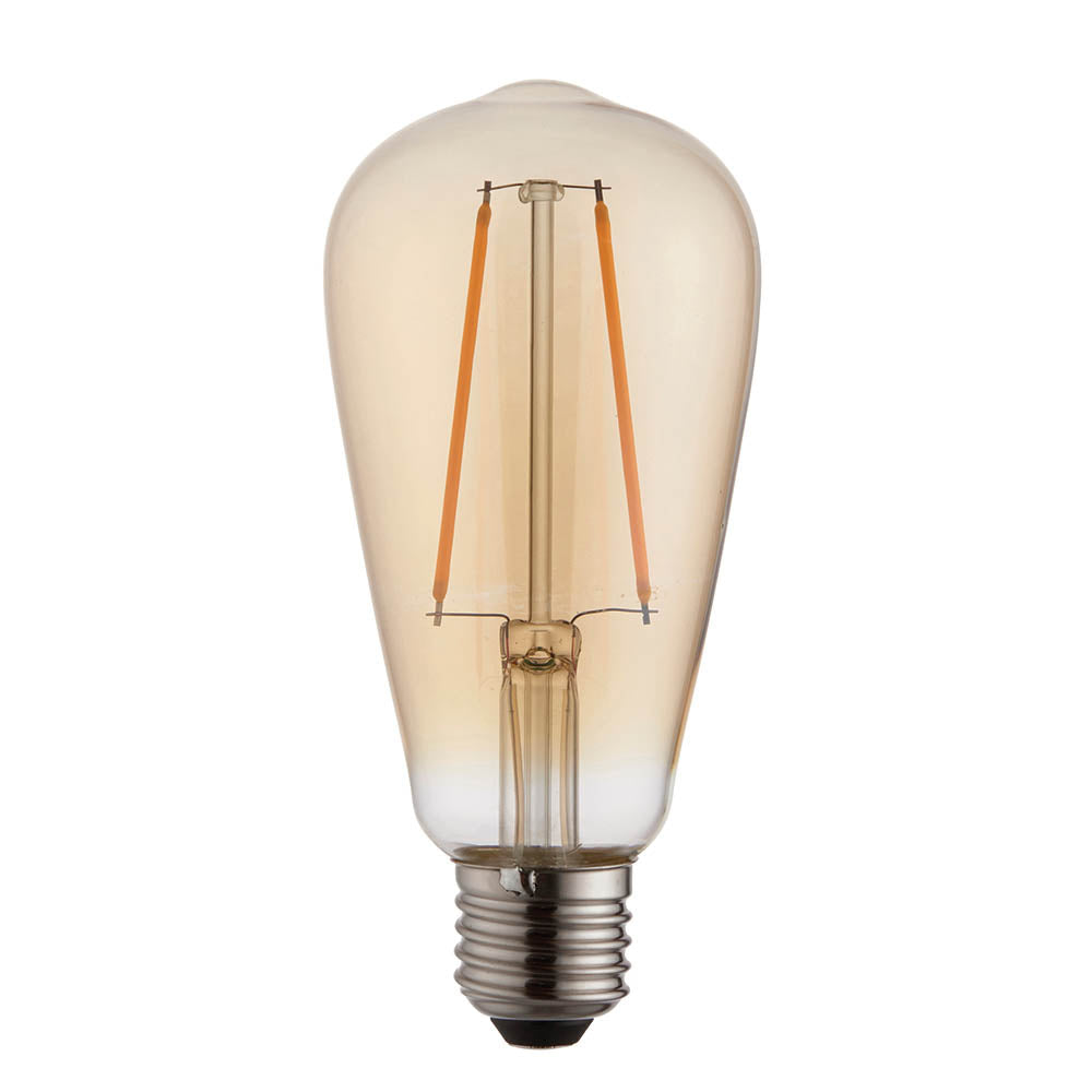 Endon E27 LED 2W Pear Shaped Bulb - 2000K - Non-Dimmable - Amber Glass