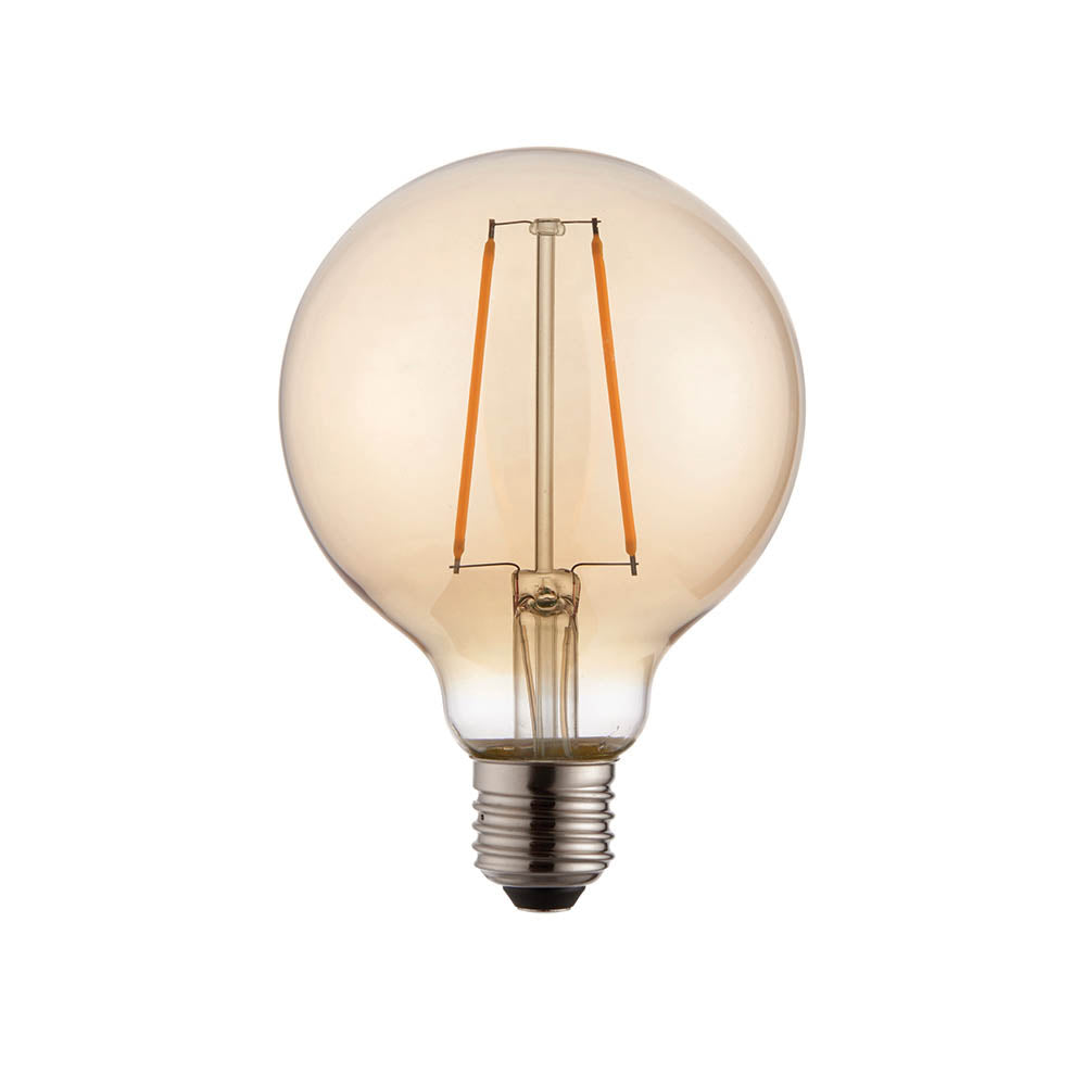 Endon E27 LED 2W 95mm Globe Bulb - 2000K - Non-Dimmable - Amber Glass