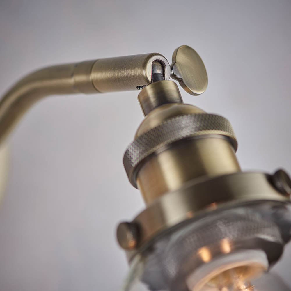 Endon Hansen Single Light Wall Light - Antique Brass Plate & Clear Glass