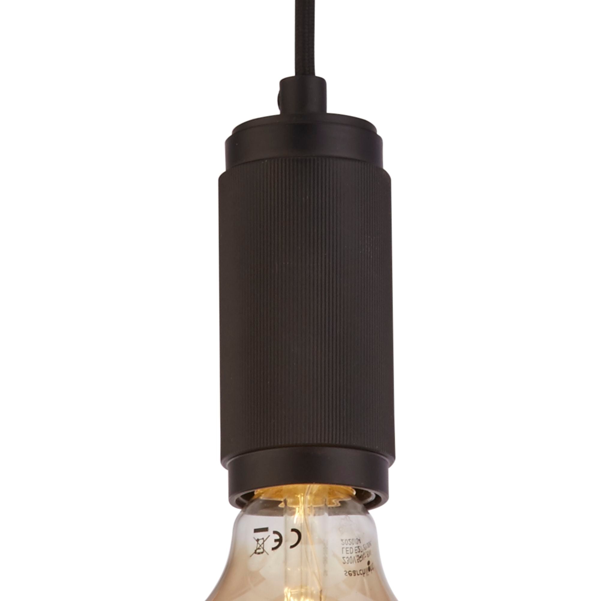 Searchlight Suspension Cable - Knurled Black & Black Braided Cable