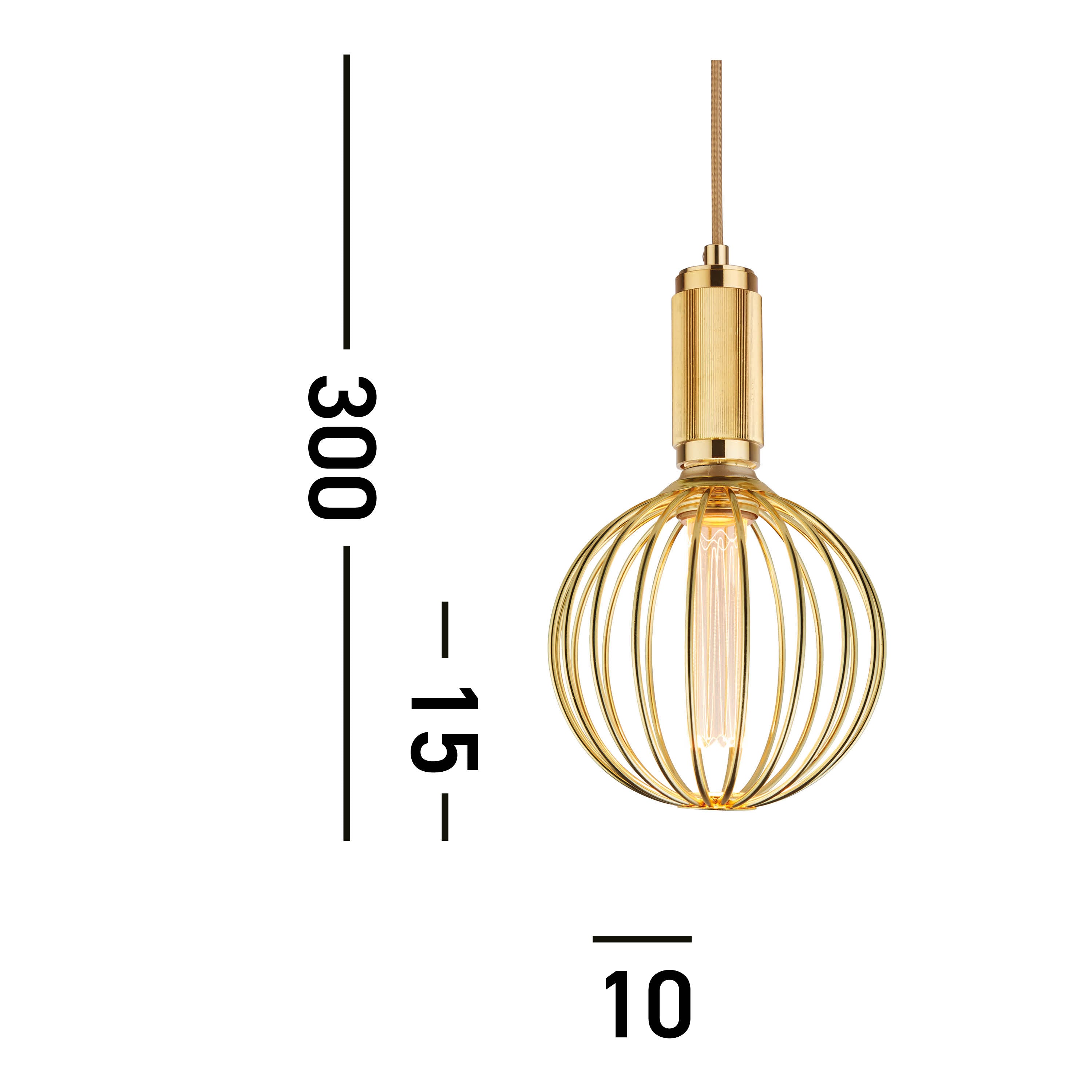 Searchlight Suspension Cable - Knurled Gold & Gold Braided Cable