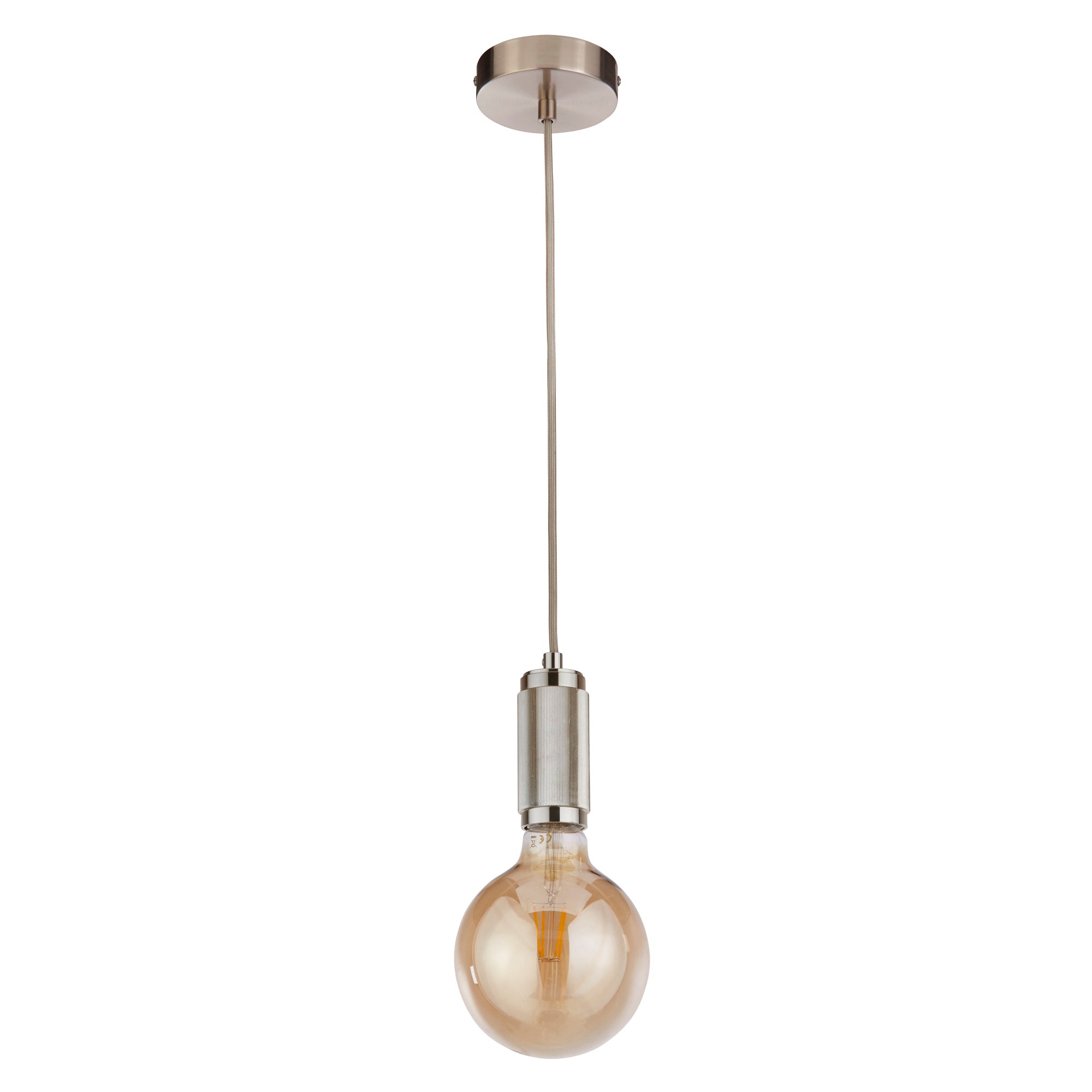 Searchlight Suspension Cable - Satin Silver & Grey Braided Cable