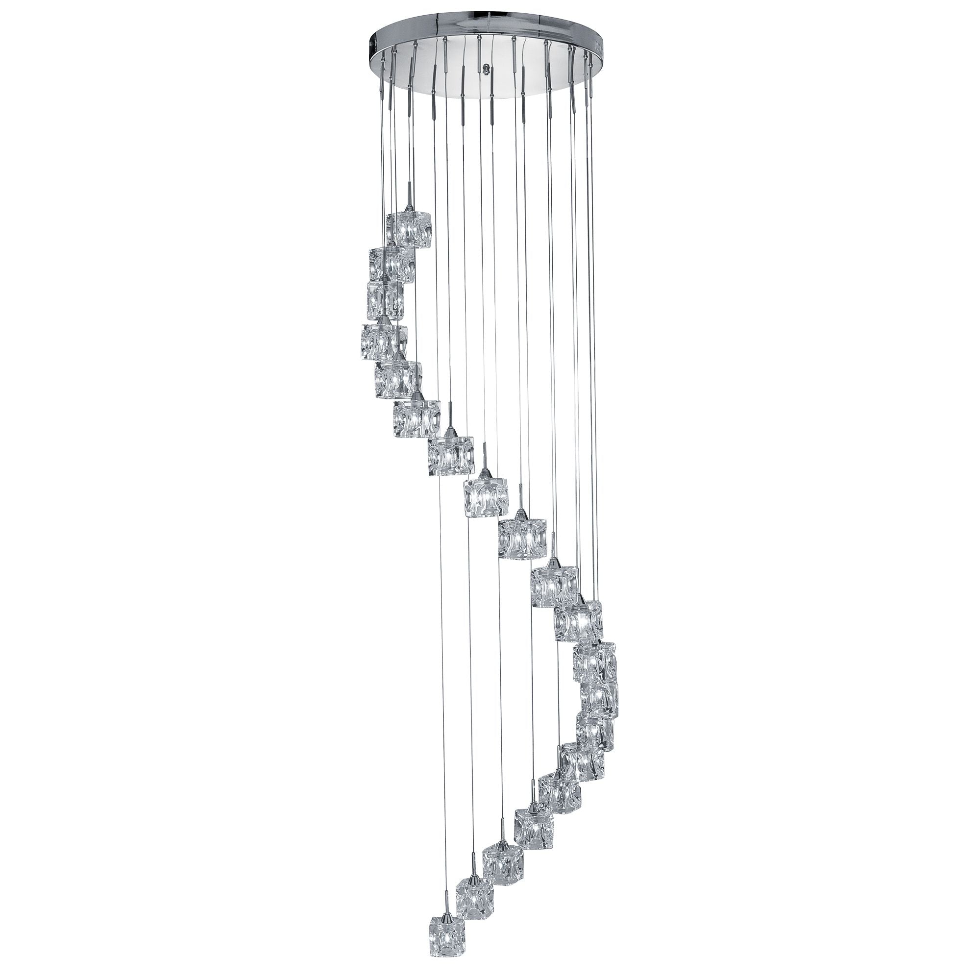 Searchlight Imrie LED - 20 Light Multi - Drop (Height 3M), Clear Glass, Chrome