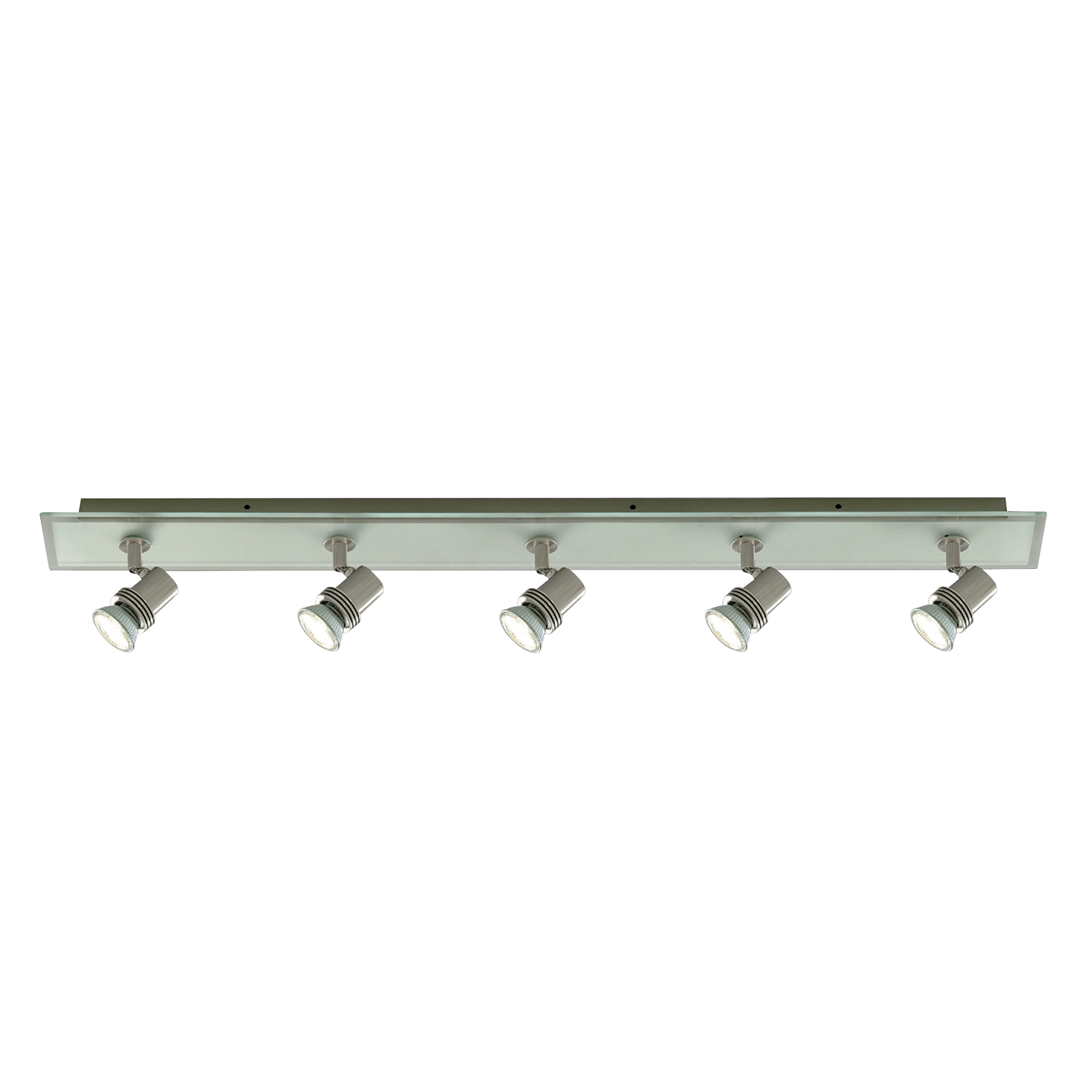 Searchlight Tancred Satin Silver 4 Light Spotlight With Clear & Frosted Glass Back Plate