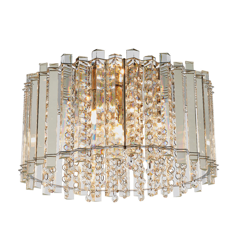 Endon Hanna 4 Light Flush Fitting - Clear Crystal & Chrome Plate