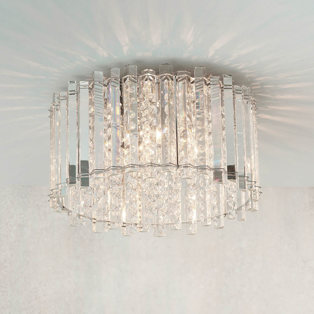 Endon Hanna 4 Light Flush Fitting - Clear Crystal & Chrome Plate