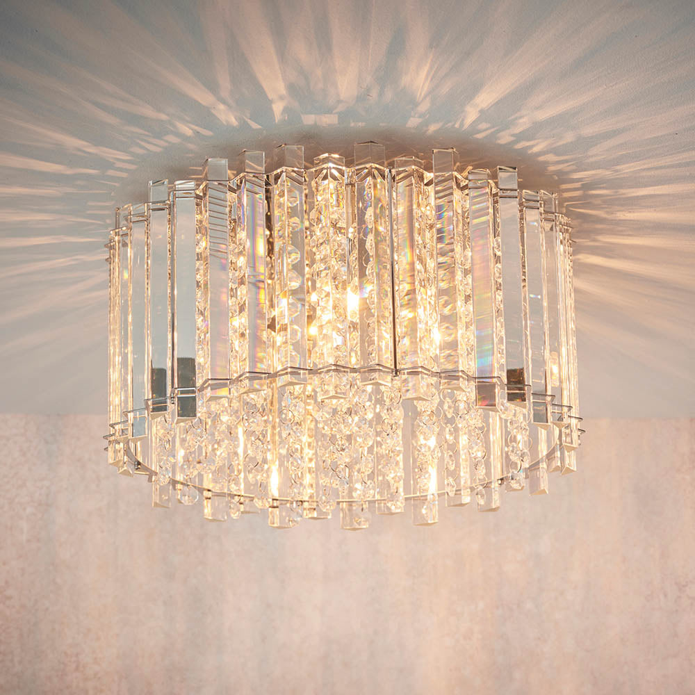 Endon Hanna 4 Light Flush Fitting - Clear Crystal & Chrome Plate