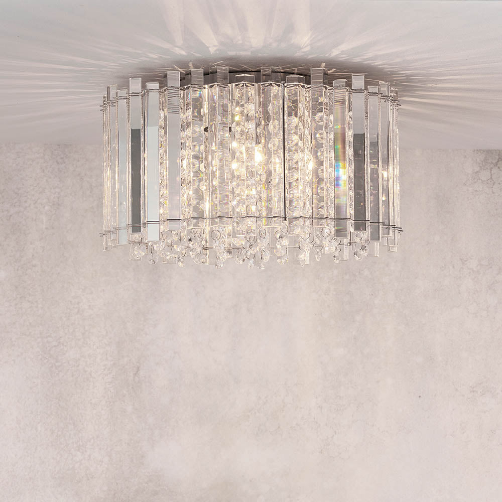 Endon Hanna 4 Light Flush Fitting - Clear Crystal & Chrome Plate