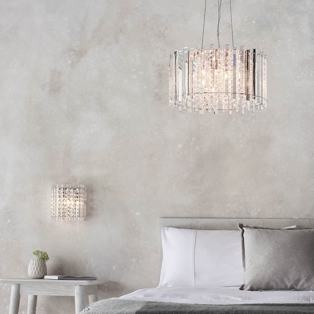 Endon Hanna 5 Light Pendant - Clear Crystal & Chrome Plate
