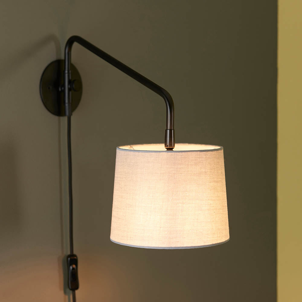 Endon Carlson Single Light Wall Light Small - Matt Black & Light Grey & Silver Fabric
