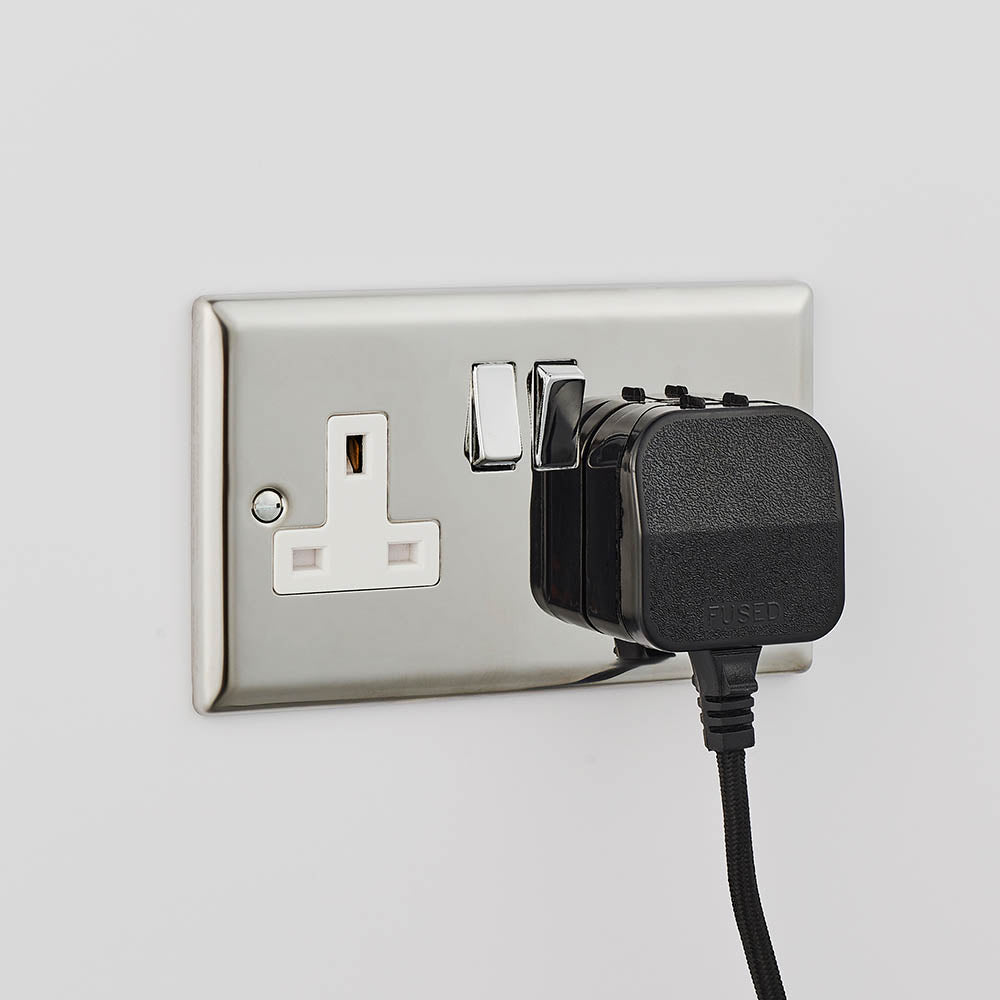 Endon Carlson Single Light Wall Light Small - Matt Black & Light Grey & Silver Fabric