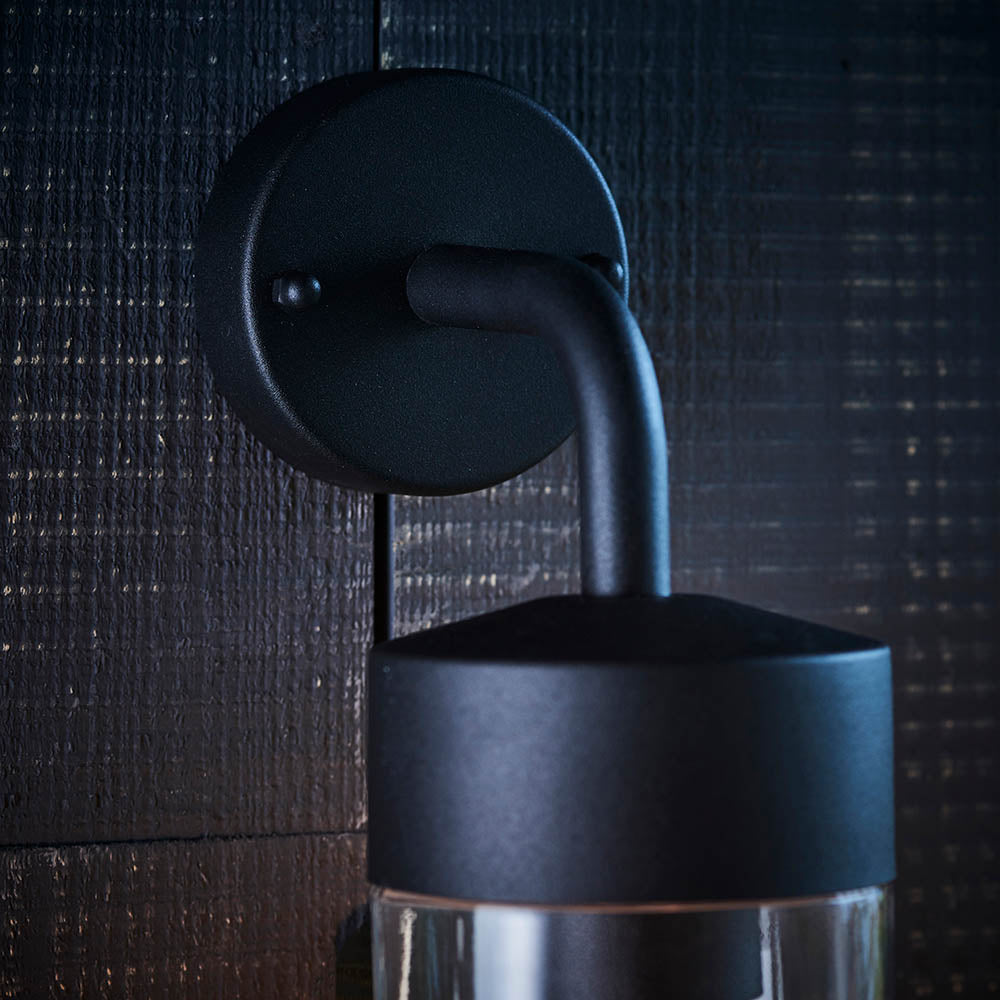 Endon North Single Light Wall Light - Textured Matt Black & Clear Glass