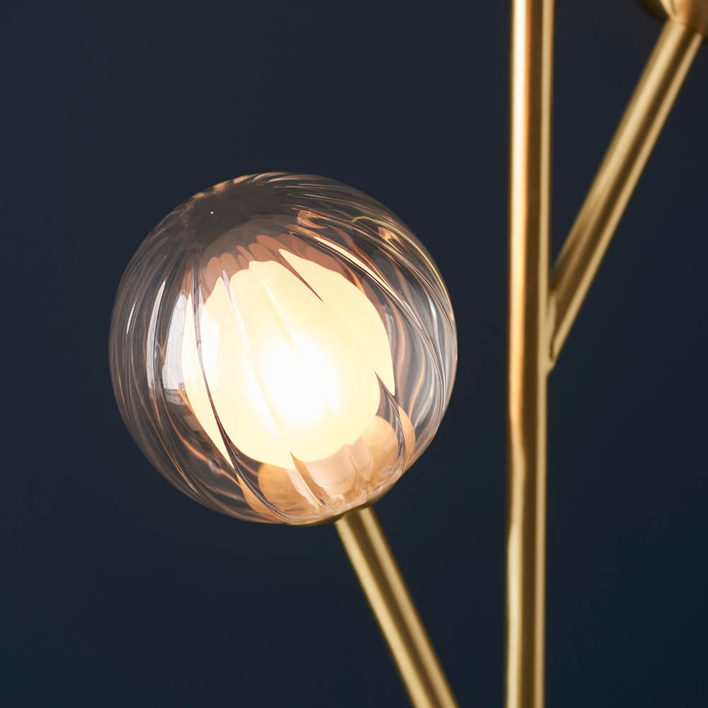 Utopia Matrix Round 3 Light Floor Lamp - Satin Brass & Glass