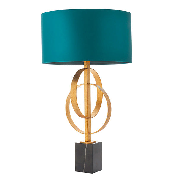 Utopia Interlink Table Lamp - Antique Gold With Teal Shade