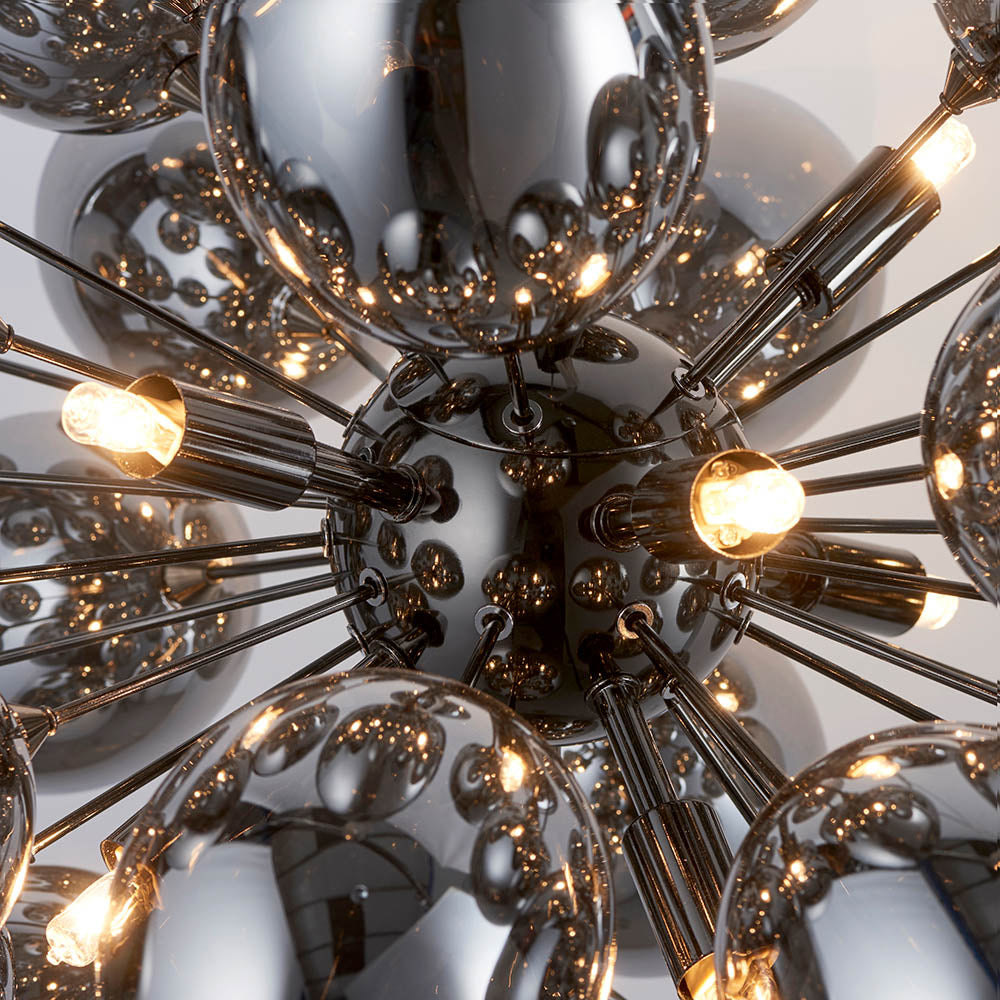 Endon Infinity 8 Light Pendant - Black Chrome Plate & Smoked Mirror Glass