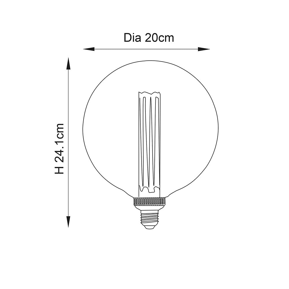 Endon Globe Single E27 LED 2.8W Bulb - 2000K - Non-Dimmable - Clear Glass