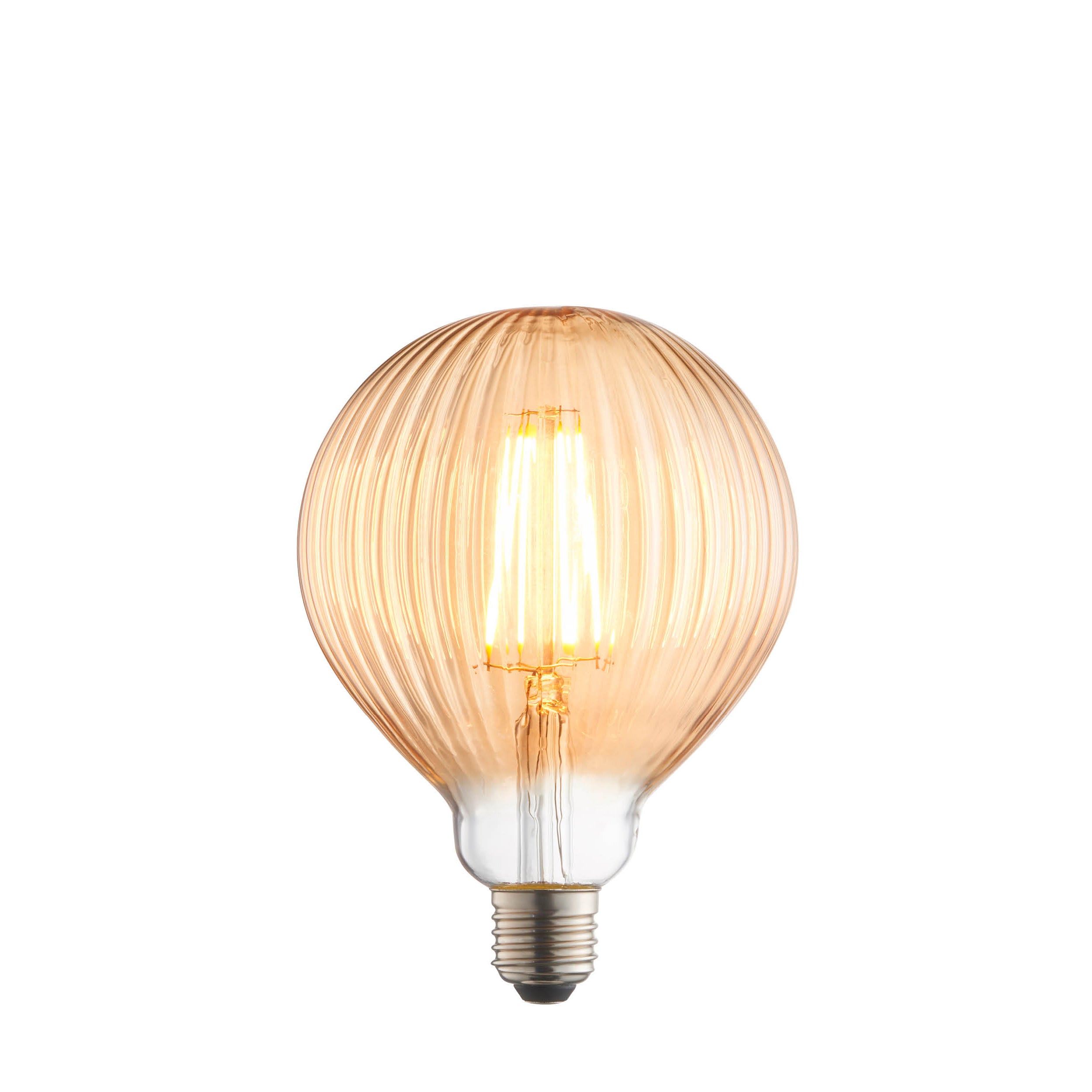Endon Ribb Single E27 LED 4W Bulb - 2000K - Non-Dimmable - Amber Glass