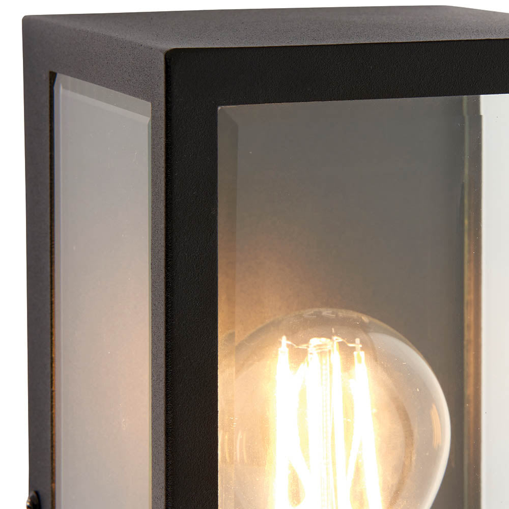 Endon Oxford Single Light Wall Light - Matt Black & Clear Glass