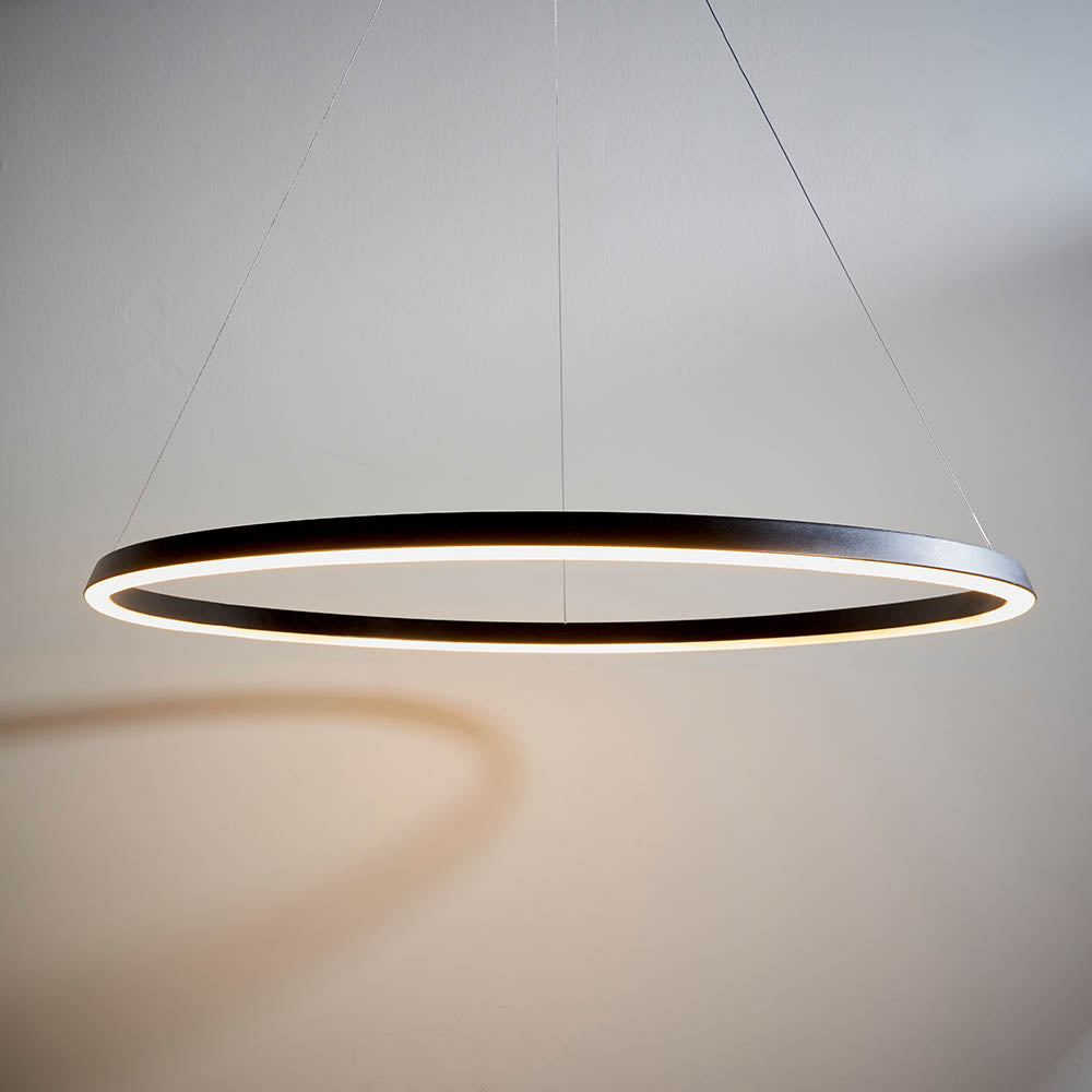 Endon Staten Single Light Pendant - Matt Black & White Silicone