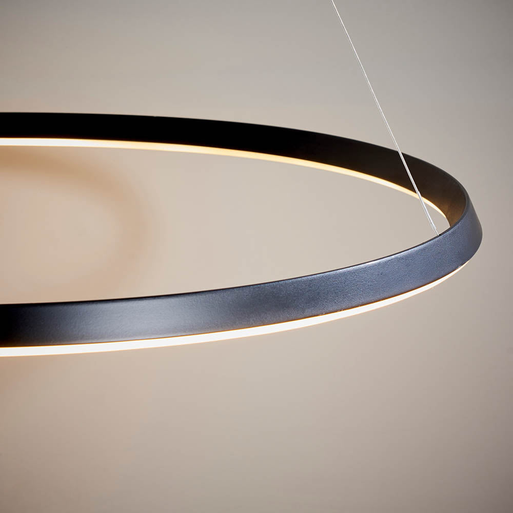 Endon Staten Single Light Pendant - Matt Black & White Silicone
