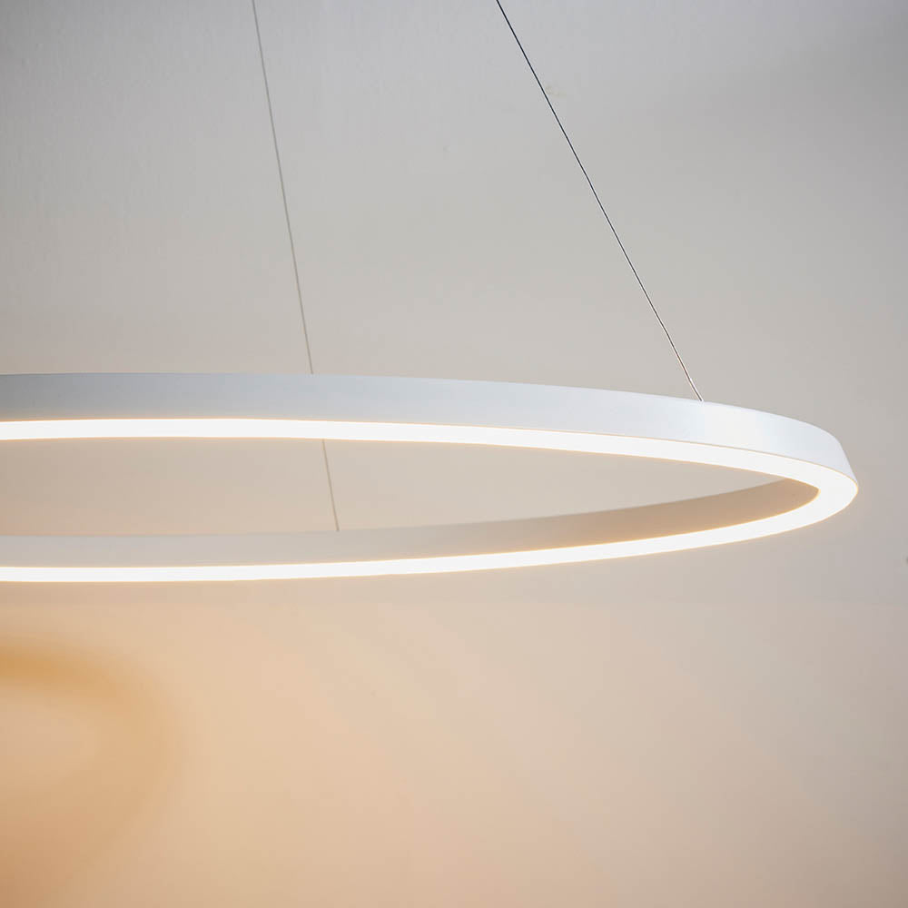 Endon Staten Single Light Pendant - Matt White Paint & White Silicone