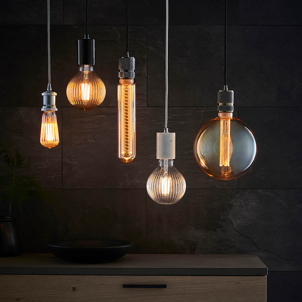 Endon Ribb Single E27 LED 4W Bulb - 2200K - Non-Dimmable - Clear Glass