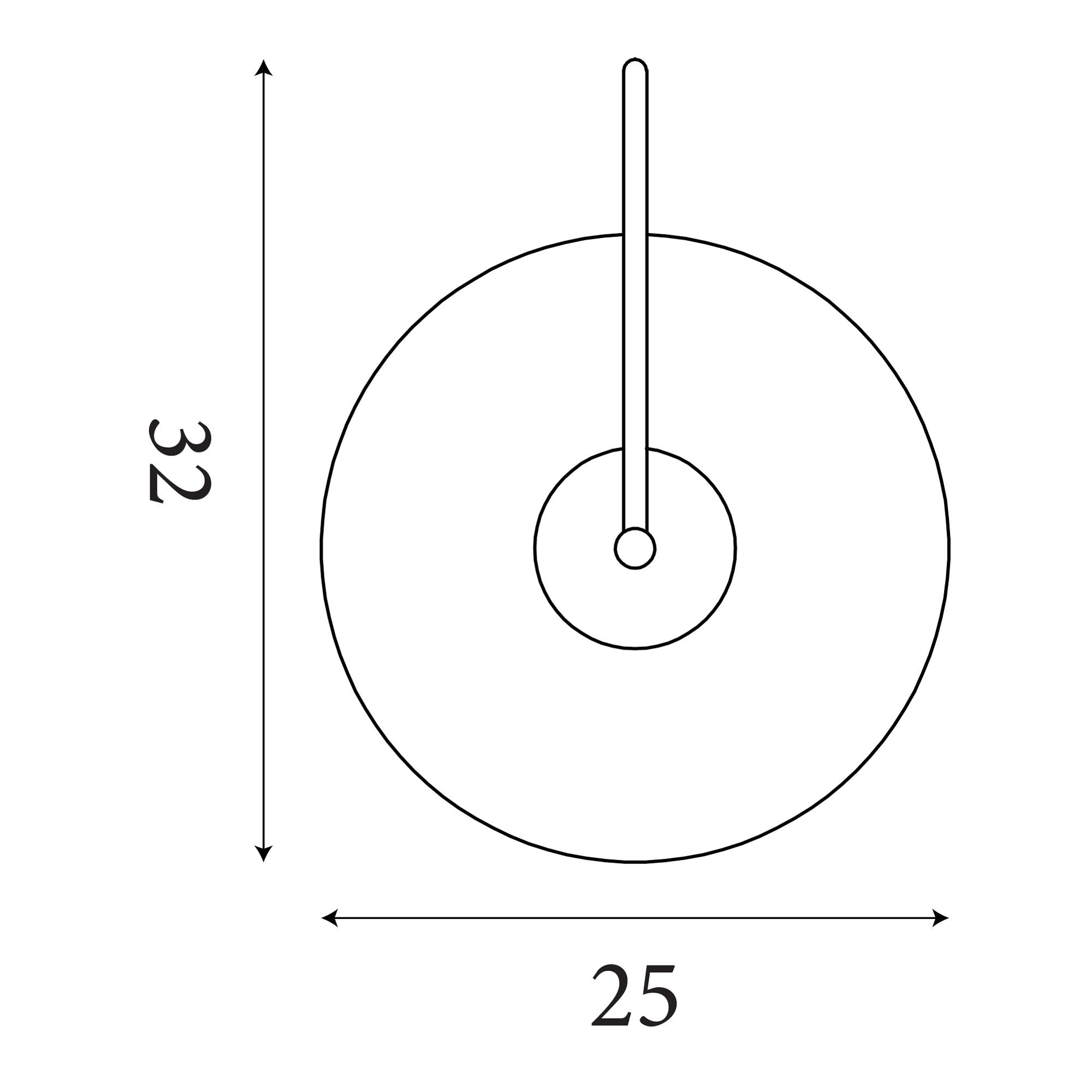 Dimension diagram of the Searchlight Confetti LED Wall Light showing 32cm height and 25cm width