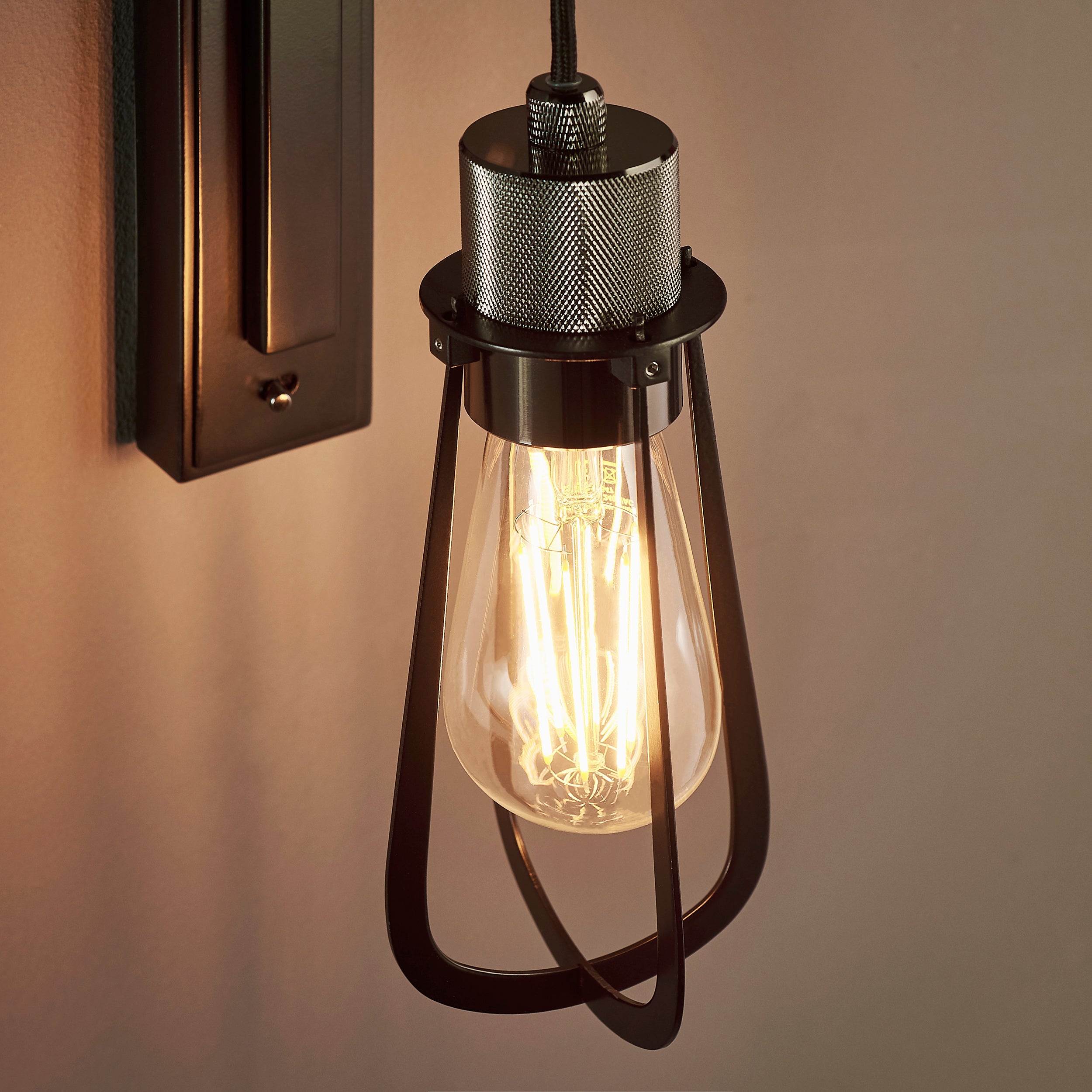 Endon Metallic Wall Light - Black Chrome
