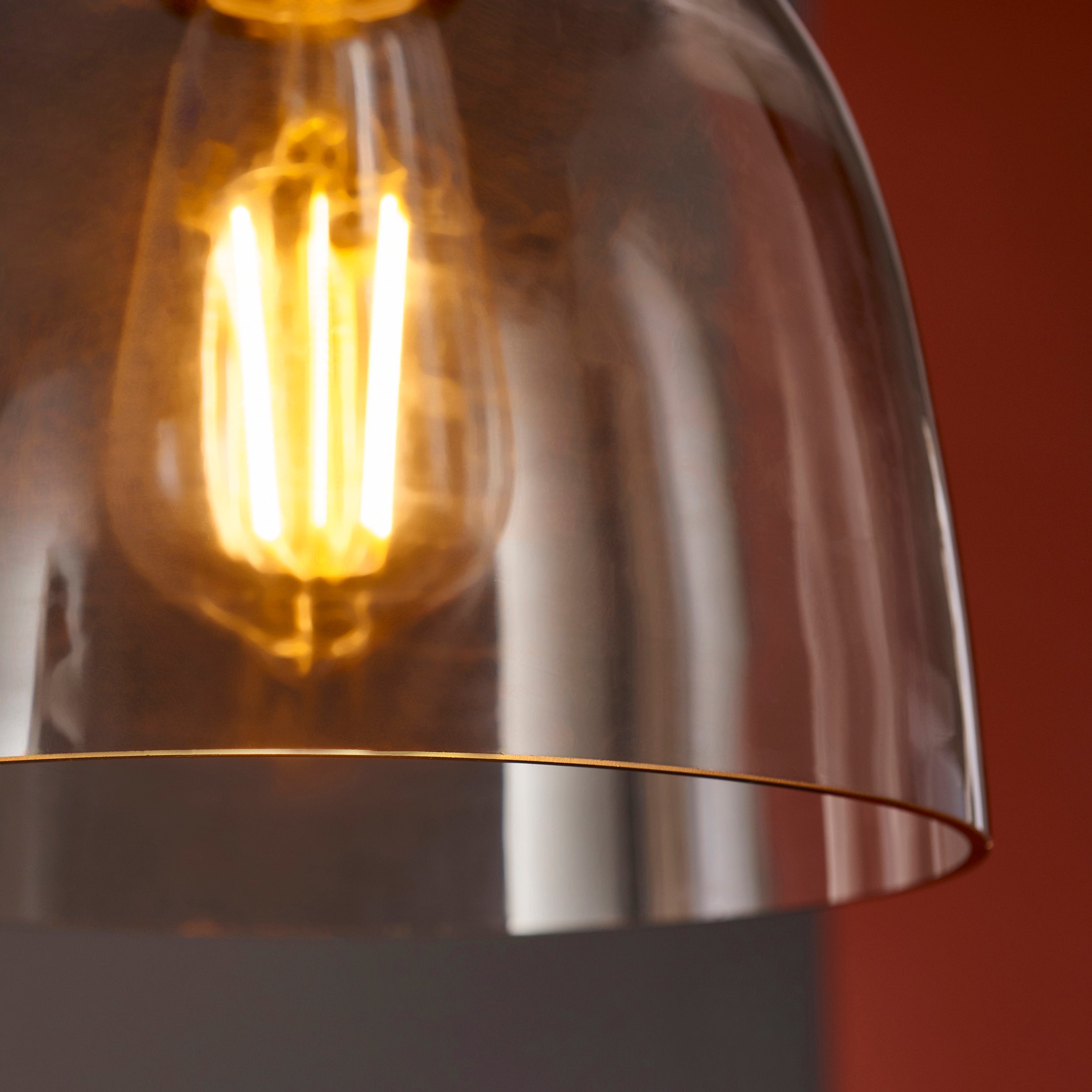 Endon Metallic Single Pendant - Black Chrome With Smoked Grey Tinted Glass