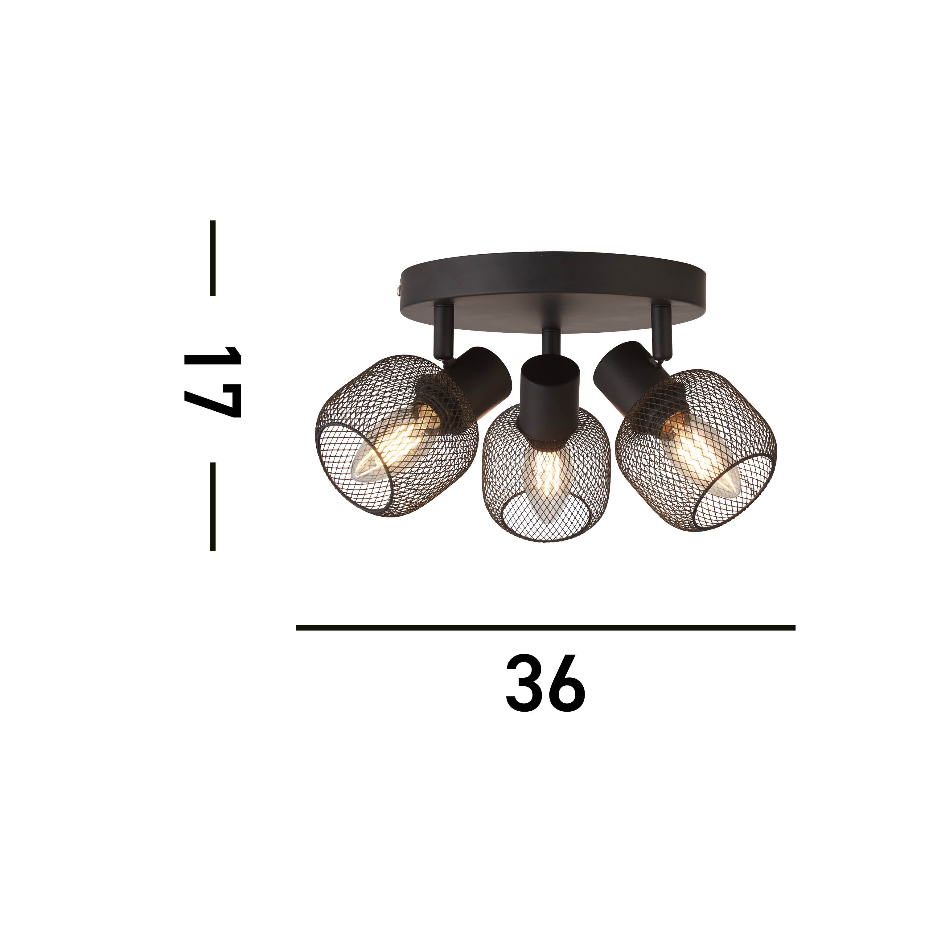 Searchlight McLeod 3 Light Cage Round Spotlight - Black