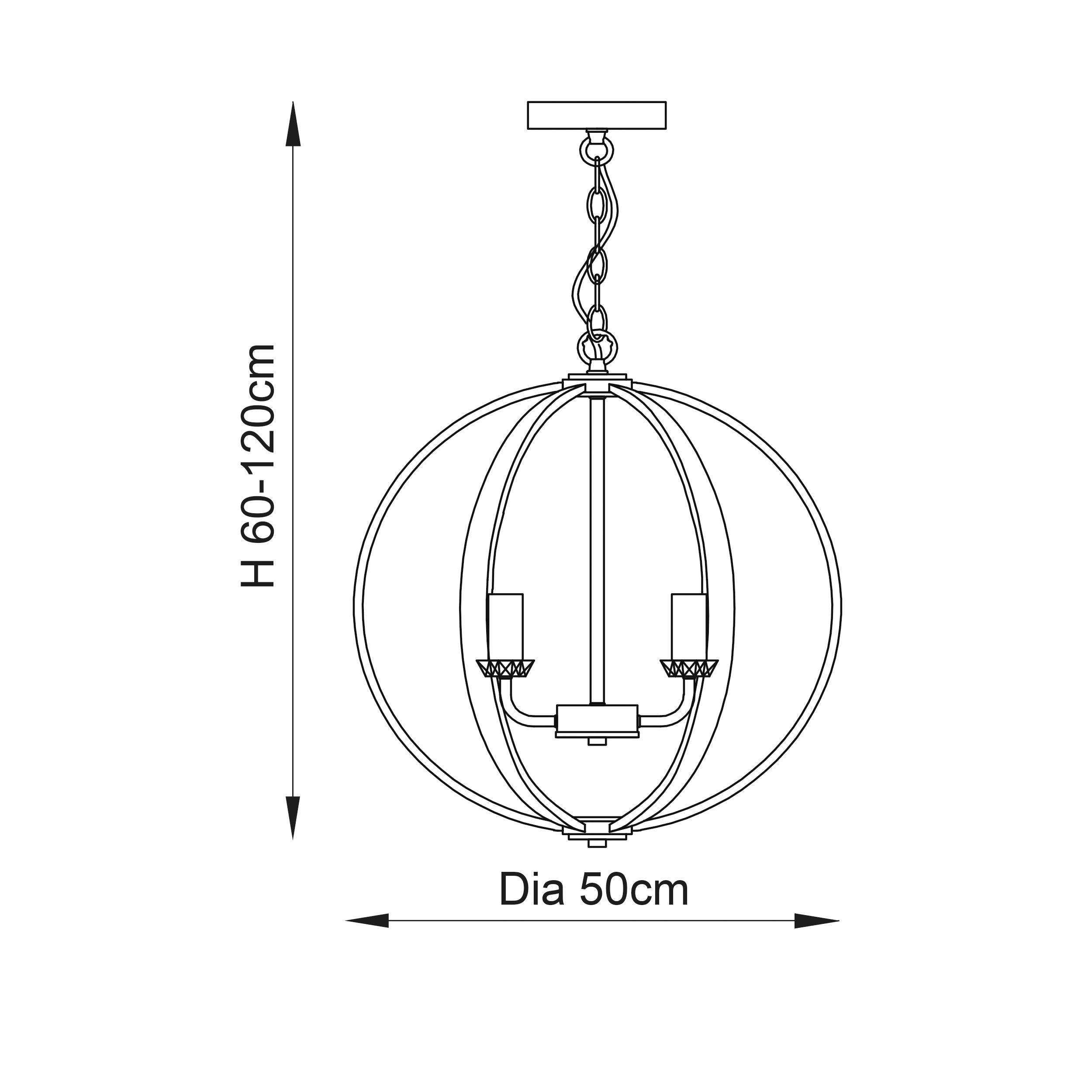 Endon Ritz 6 Light Pendant - Bright Nickel Plate & Clear Faceted Acrylic