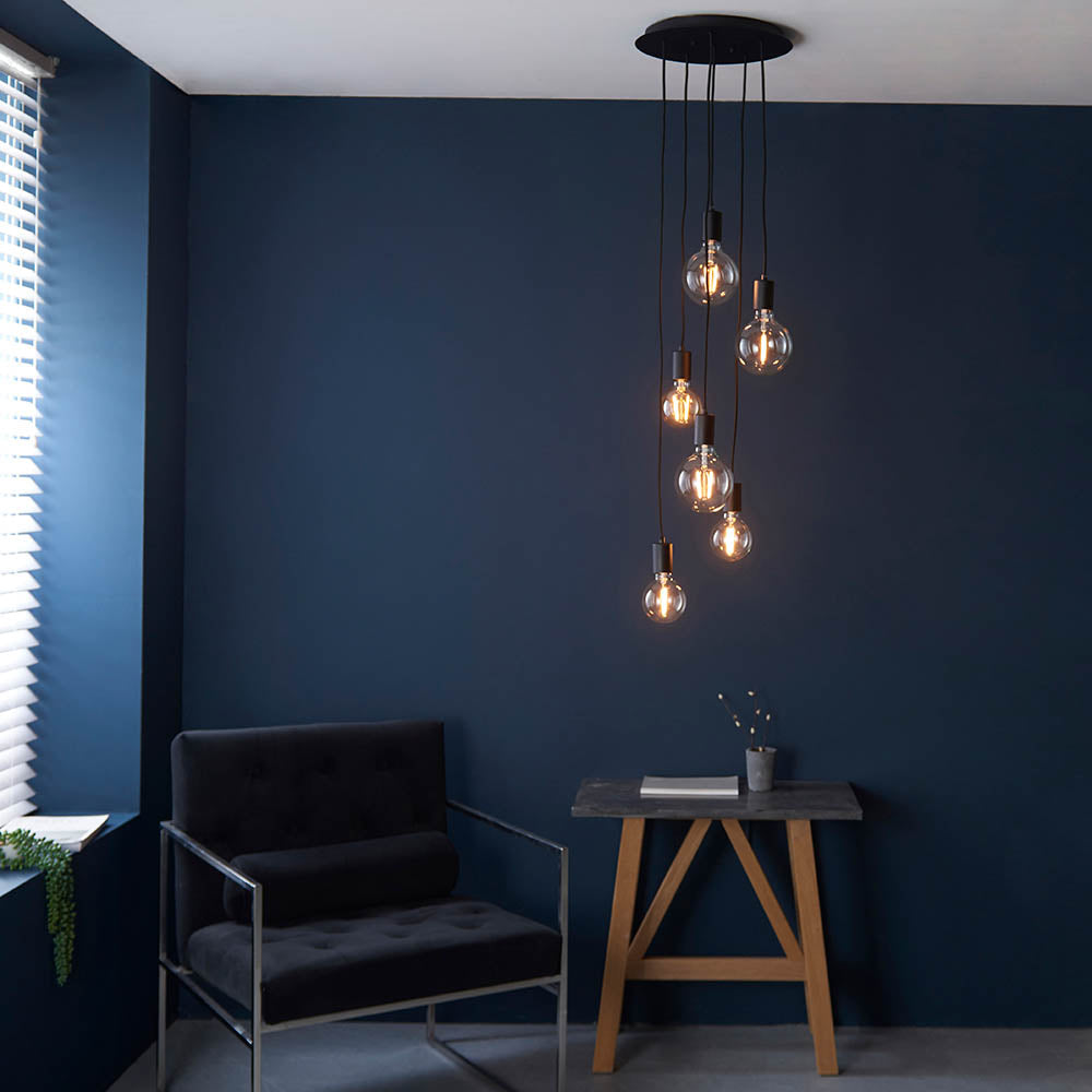 Endon Studio 6 Light Pendant  - Matt Black