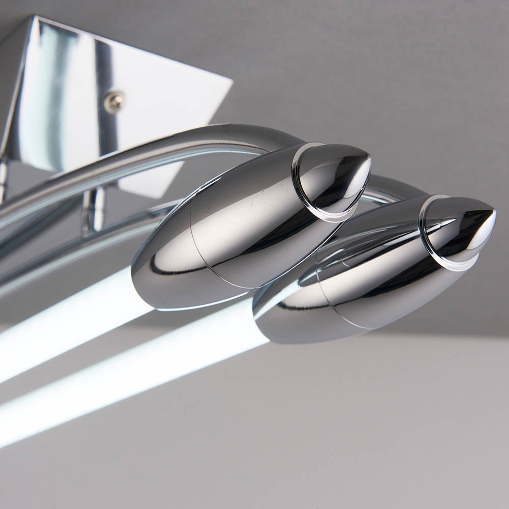 Endon Harper LED 2 Light Medium Flush Fitting - Chrome Plate & Opal Glass